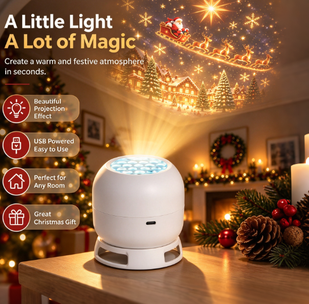 🔥🔥Christmas Projection Night Light, LED Holiday Projector Light Transform Room for Xmas Decoration