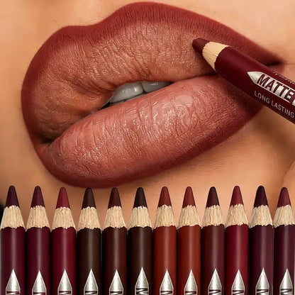 12-Piece Matte Lip Liner Set – Creamy, Long-Wear & Waterproof