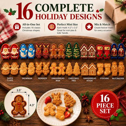 🎄 Christmas Mini Pie Moulds – 8 Festive Embossed Designs